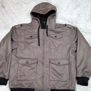Champs Sports Gear Jacket Mens Gray XL Hood Coat Warm Softshell Lined Pockets